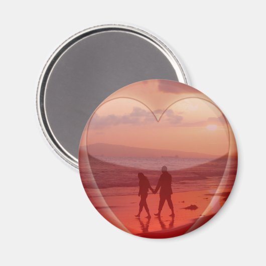 Paar am Strand Valentine Magnet (Vorderseite/Rückseite)