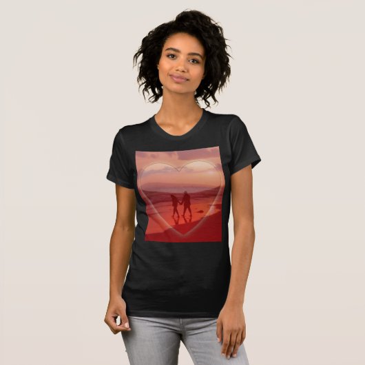 Paar am Strand Valentine T-Shirt (Vorne ganz)