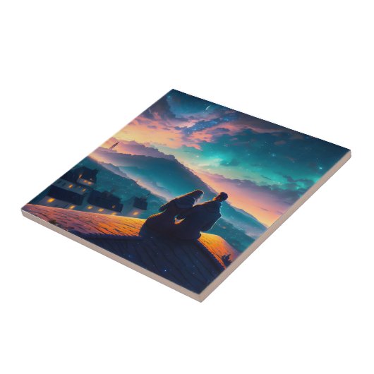 Paar auf dem Dach Fliese (Seite)