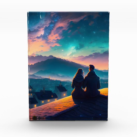 Paar auf dem Dach Fotoblock (Vorderseite)