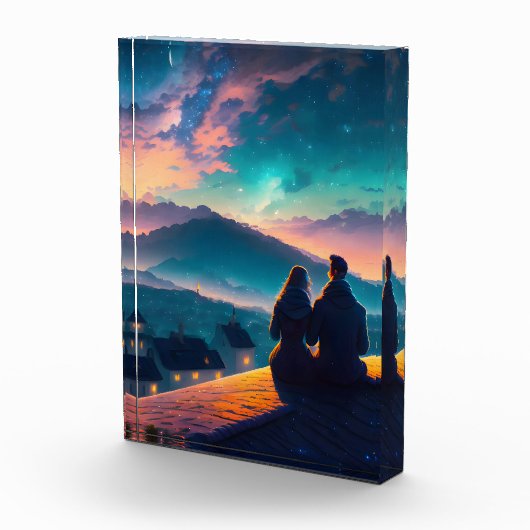 Paar auf dem Dach Fotoblock (Rechts)