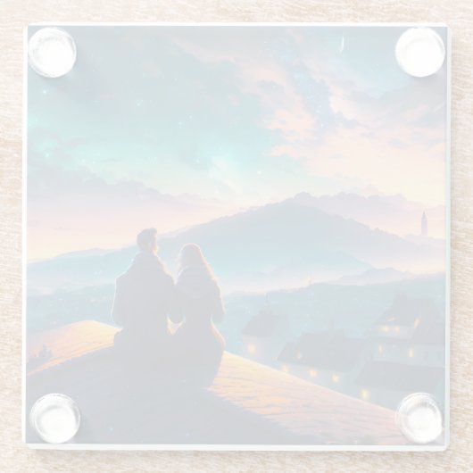 Paar auf dem Dach Glasuntersetzer (Rückseite)