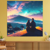 Paar auf dem Dach Leinwanddruck (Insitu (Wohnzimmer))