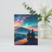 Paar auf dem Dach Postkarte (Stehend Vorderseite)