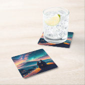 Paar auf dem Dach Rechteckiger Pappuntersetzer (Vor Ort)