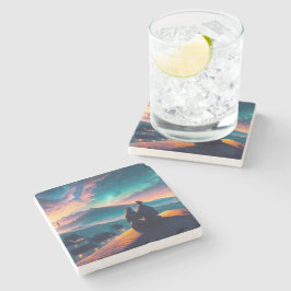 Paar auf dem Dach Steinuntersetzer