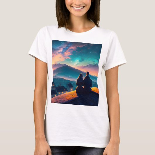 Paar auf dem Dach T-Shirt (Vorderseite)