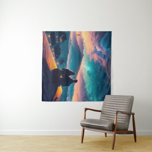 Paar auf dem Dach Wandteppich (Beispiel (Horizontal))