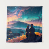 Paar auf dem Dach Wandteppich (Vorderseite)