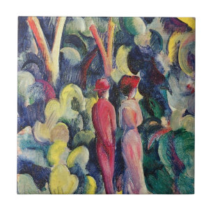Paar auf dem Waldweg von August Macke Fliese