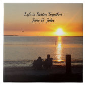 Paar auf der Fllorida Beach Keramik Tile Fliese (Vorderseite)