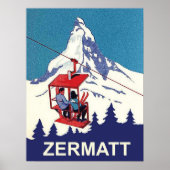 Paar auf einem Skilift in Zermatt, Jahrgang Reise Poster (Vorne)