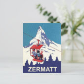 Paar auf einem Skilift in Zermatt, Jahrgang Reise Postkarte (Stehend Vorderseite)