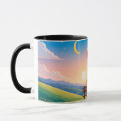 Paar auf einer Bank mit Liebe Titel Tasse (Links)