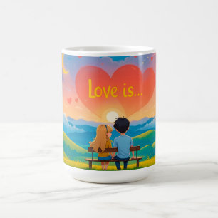 Paar auf einer Bank sitzend Kaffeetasse