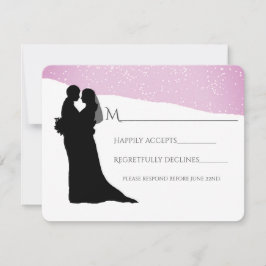 Paar auf einer schneebedeckten Winterhochzeit RSVP Karte
