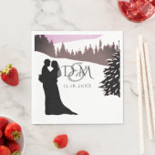 Paar auf einer schneebedeckten Winterhochzeit Serviette (Beispiel)
