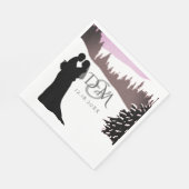 Paar auf einer schneebedeckten Winterhochzeit Serviette (Ecke)