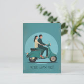 Paar auf Motorrad Postkarte (Stehend Vorderseite)
