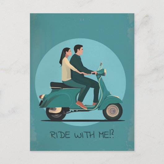 Paar auf Motorrad Postkarte (Vorderseite)