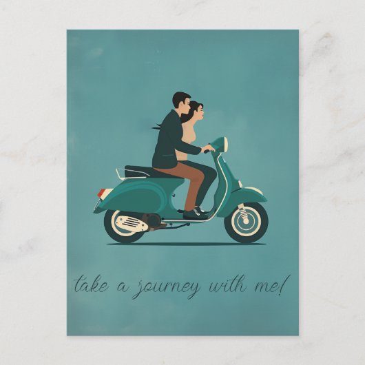 Paar auf Motorrad Postkarte (Vorderseite)