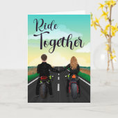 Paar auf Motorrädern zum glücklichen Jahrestag Karte (Gelbe Blume)