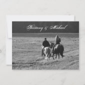 Paar auf Pferden Rustikale Hochzeitseinladungen Einladung (Rückseite)