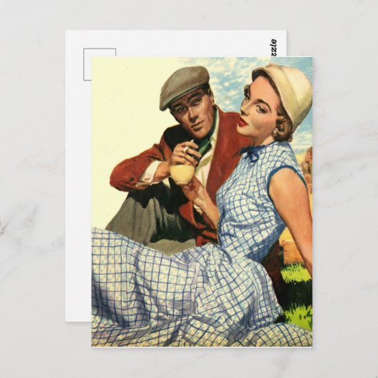Paar auf Picknick, Vintag, Valentin Postkarte (Vorne/Hinten)