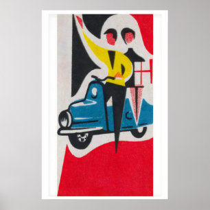 Paar auf Vespa Matchbox-Druck - Vintage Eastern Poster