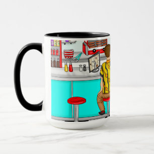 Paar aus den 1950er Jahren, das Händchen hält im D Tasse