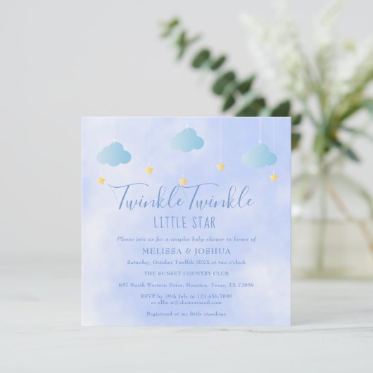 Paar Baby Dusche Twinkle Twinkle Little Star Einladung (Stehend Vorderseite)