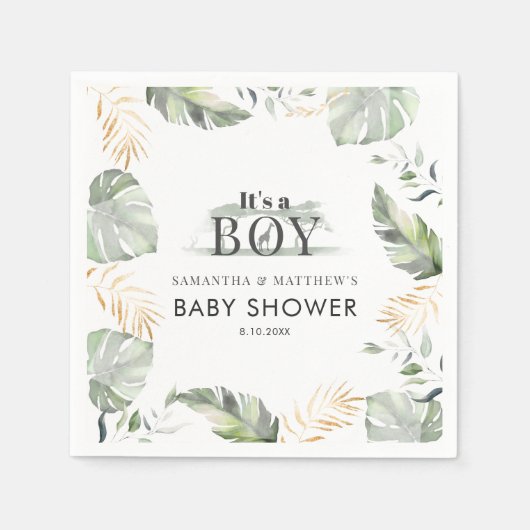 Paar Baby Duwer Jungle Tier Botanisches Papier Serviette (Vorderseite)