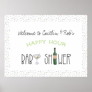 Paar Babydusche Happy Hour Welcome Poster
