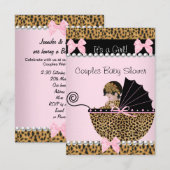 Paar Babydusche Niedlich Girl Pink Leopard Einladung (Vorne/Hinten)