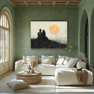 Paar beim Beobachten des Sonnenuntergangs in Schwa Poster