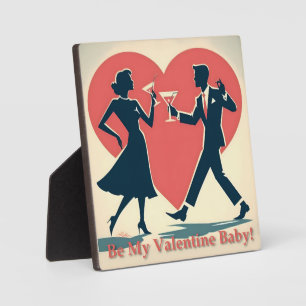 Paar beim Tanzen im Mid-Century-Valentinsgruß-Stil Fotoplatte