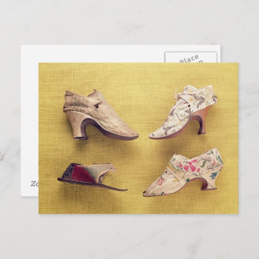 Paar bestickter Schuhe, c.1714 Postkarte (Vorne/Hinten)