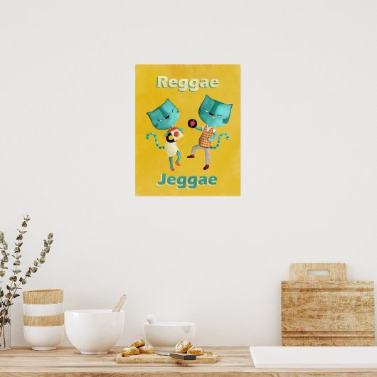 Paar blaue Reggae Katzen Poster (Küche)