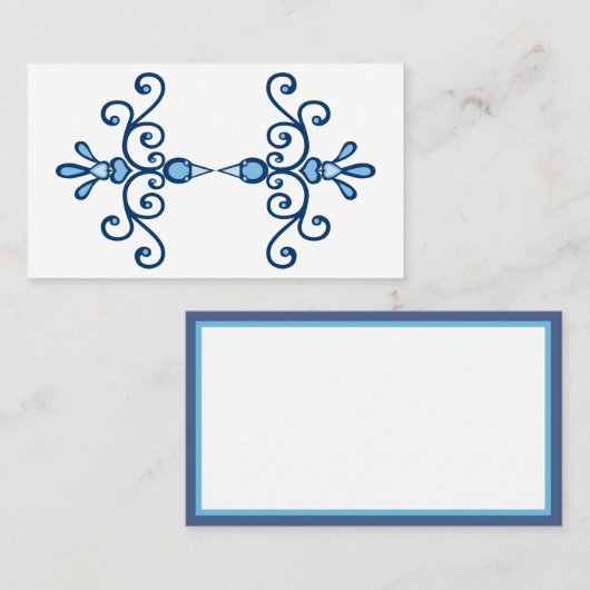 Paar blaue Vögel rollen Kunst und blauen Rand Visitenkarte (Vorne/Hinten)