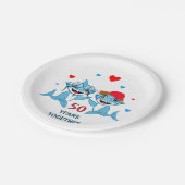 Paar Blauhaie Pappteller (Schrägansicht)