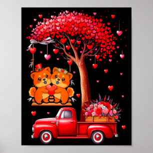 Paar Chow Chows Valentinstag Herzen Baum Pickup La Poster