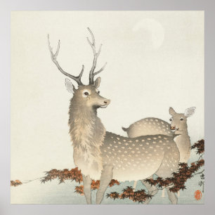 Paar Deers von Ohara Koson Poster
