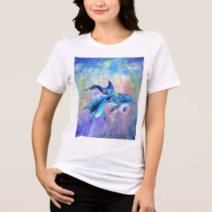 Paar Delfin T-Shirt Glückliche Familie Tri-Blend Shirt