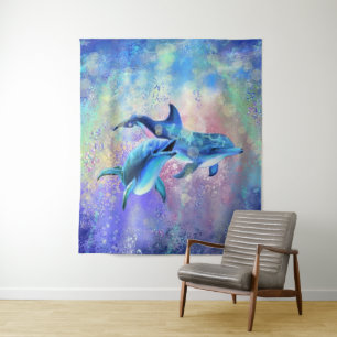 Paar-Delfin-Teppich Wandteppich