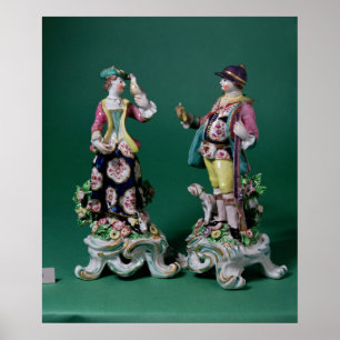 Paar der Bow-Figuren eines Sportsman Poster