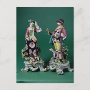 Paar der Bow-Figuren eines Sportsman Postkarte