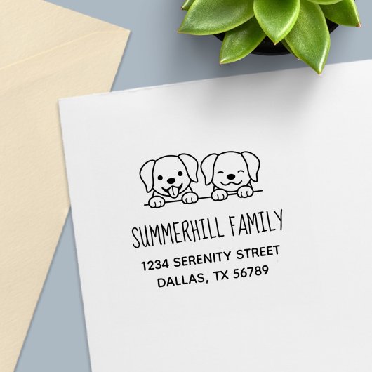 Paar der Hunde Peeking-Familie Anschrift Permastempel