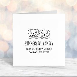 Paar der Hunde Peeking-Familie Anschrift Permastempel
