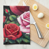 Paar der Kardinal Amid Vibrant Rose Geschirrtuch (Viertel Falte)