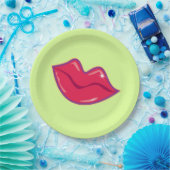 Paar der Kirschroten Lippen Pappteller (Party)